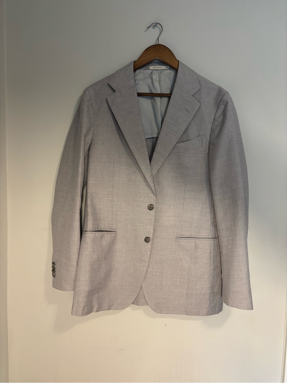 Suitsupply Men's 3 button Gray Linen blend Slim 2 Piece Suit 52 | 42 lanificio